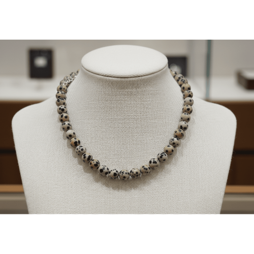 Doğal Dalmaçyalı Jasper Taşı Kolye