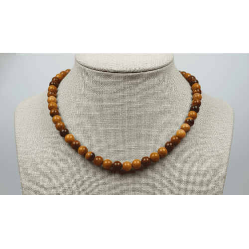 Doğal Mokait Jasper Taşı Kolye – 6 mm Enerji Taşlı El Yapımı Takı