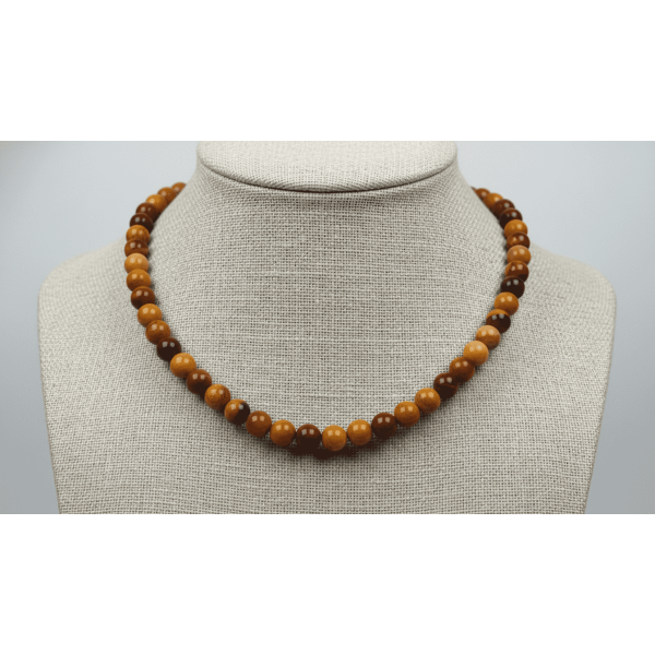 Doğal Mokait Jasper Taşı Kolye – 6 mm Enerji Taşlı El Yapımı Takı