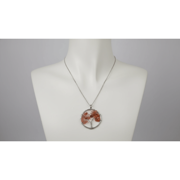 Akik Doğal Taş Hayat Ağacı Kolye – Güç, Denge ve Koruma