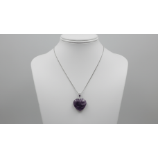 Ametist Doğal Taş Kalp Model Kolye – 40 cm Zincirli Şıklık ve Enerji