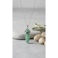 Aventurin Doğal Taş Çivi Model Kolye – Şans ve Kalp Enerjisi | 40 cm Zincir