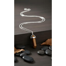 Kaplangözü Doğal Taş Çivi Kolye – Cesaret ve Koruma Taşı | 40 cm Zincir