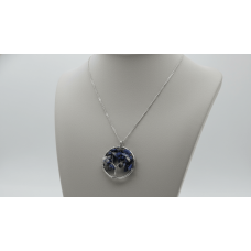 Lapis Lazuli Hayat Ağacı Kolye – Bilgelik ve İfade Taşı, El Yapımı Tel Sarımı