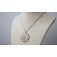 Pembe Kuvars Hayat Ağacı Kolye – Sevgi ve Şefkat Taşı, El Yapımı Tel Sarımı