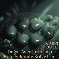 Doğal Aventurin Taşı Kalp Şeklinde Kolye Ucu - 6 Adet Doğal Aventurin Taşı Kalp Şeklinde Kolye Ucu - 6 Adet