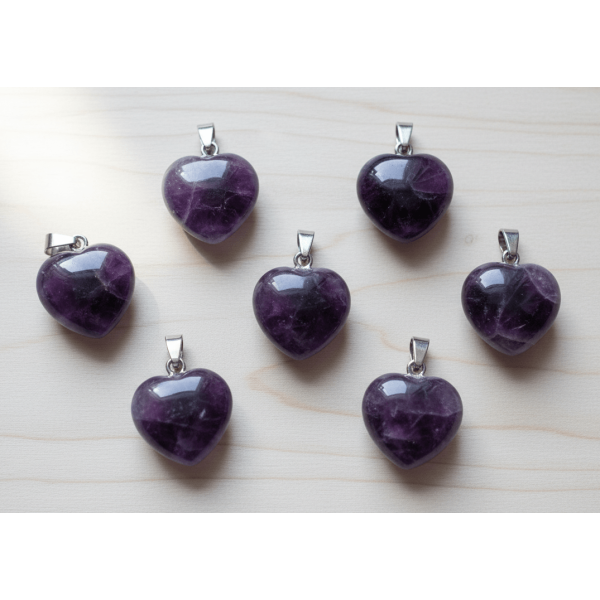 Kalp Şeklinde Ametist taşı kolye ucu