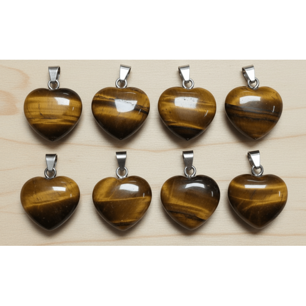 Kalp Şeklinde Kaplan gözü taşı kolye ucu