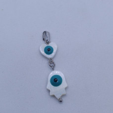 Nazar Boncuklu Sedef Taşlı Kolye Ucu – Gerçek Doğal Taş, Tekli Satış