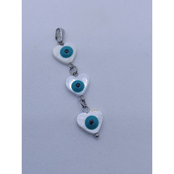Nazar Boncuklu Sedef Taşlı Kolye Ucu – Gerçek Doğal Taş, Tekli Satış