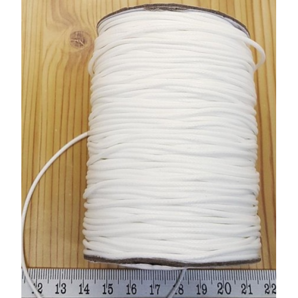 Parlak Deri Görünümlü Kore Takı İpi 2 mm Beyaz | 1 Bobin 90-100 m