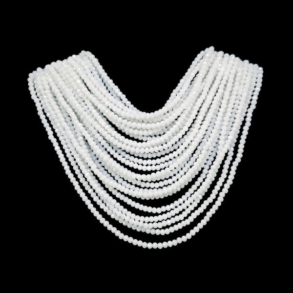 4 mm Beyaz Rondela Kesim Kristal Cam Boncuk Dizisi (120 Adet)