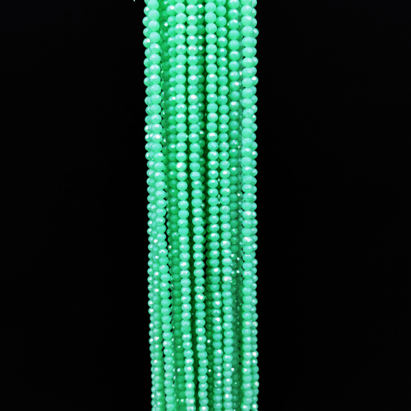 4 mm Su Yeşili Rondela Kesim Kristal Cam Boncuk Dizisi (120 Adet)