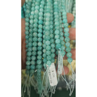6 mm Amazonit Doğal Taş Dizi - A Kalite Pürüzsüz Küre Kesim (38 cm) 