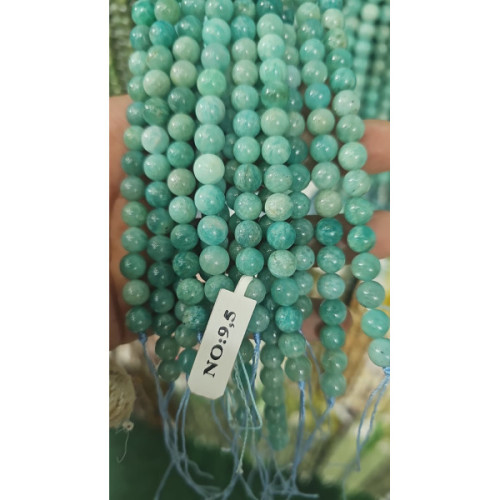 8 mm Amazonit Doğal Taş Dizi - A Kalite Pürüzsüz Küre Kesim (38 cm)