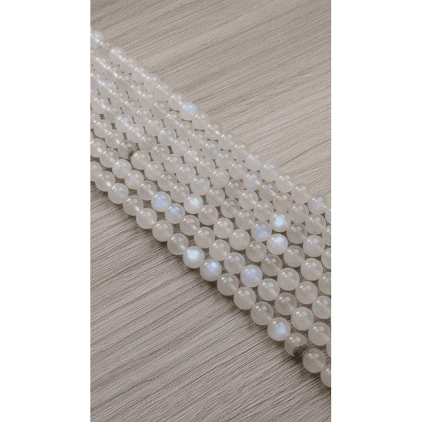 Ay Taşı A Kalite Doğal taş Dizi 8 mm Küre Kesim – 1 Dizi (47-48 Taş)