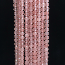 8 mm Küre Kesim Gül Kuvars Doğal Taş Dizi – 38 cm (46-48 Adet)