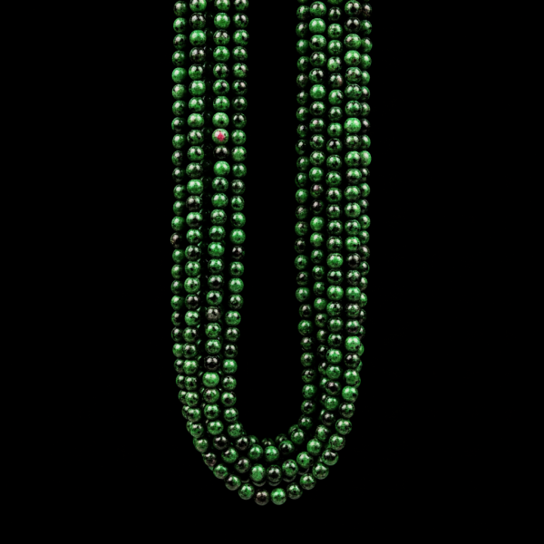 8 mm Anyolit (Ruby Zoisite) Doğal Taş Dizi - Pürüzsüz Küre Kesim (38 cm)
