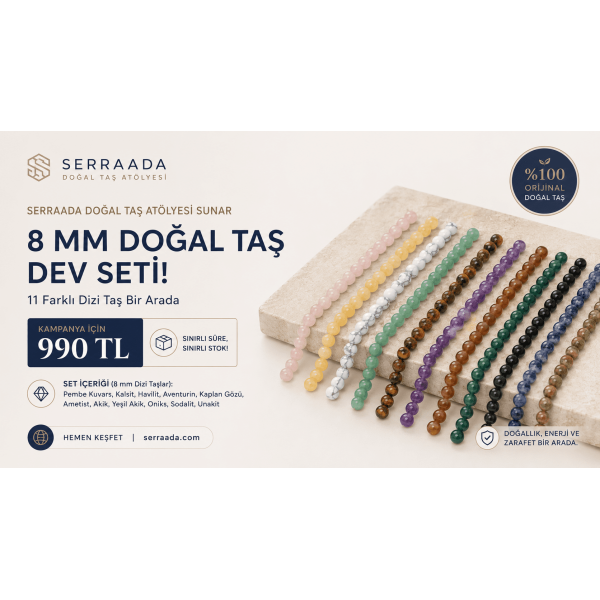 8 mm Doğal Taş Dev Seti - 11 Farklı Dizi Taş Bir Arada