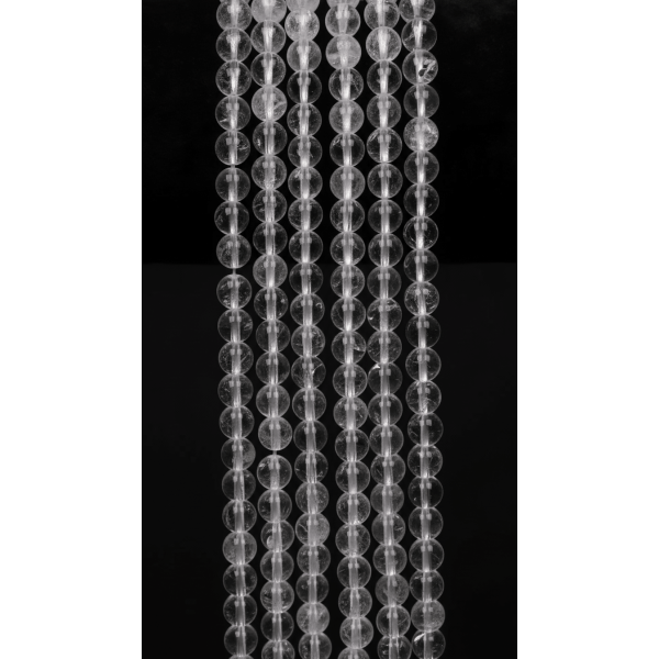 Kristal Kuvars Doğal Taş Dizi 8 mm Küre Kesim – Takı Yapımı İçin Şeffaf Kuvars Boncuk (38 cm)