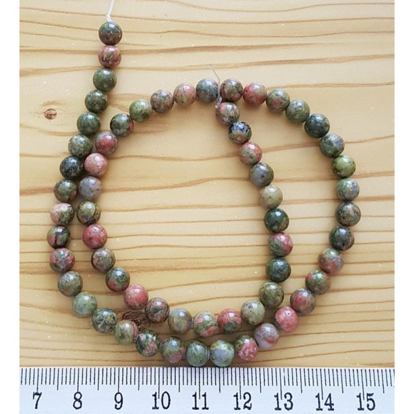 Doğal Unakit Taşı Dizi 6 mm (Küre Kesim - 38 cm) Doğal Unakit Taşı Dizi 6 mm (Küre Kesim - 38 cm)