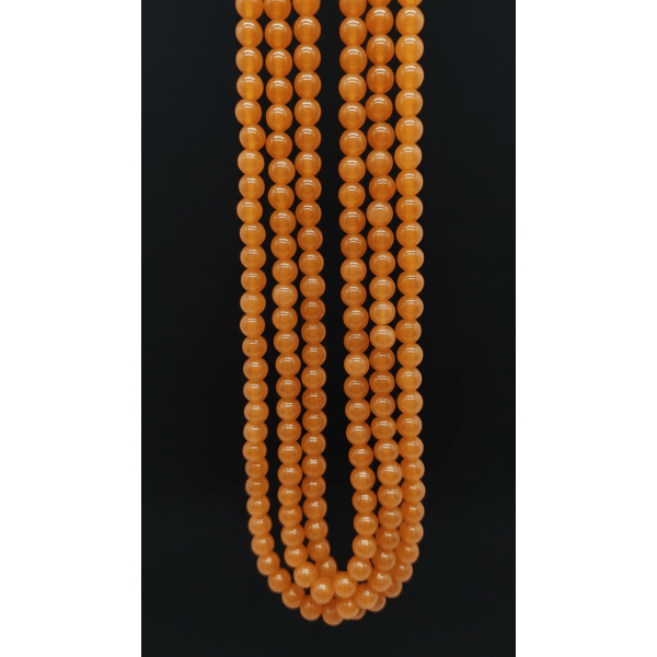 8 mm Turuncu Akik Doğal Taş Dizi - Pürüzsüz Küre Kesim (38 cm)