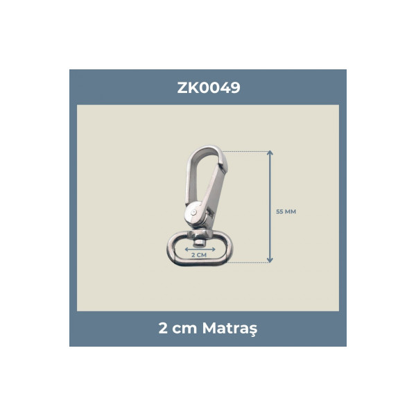 2 cm Matraş Kanca Nikel - Çanta ve Anahtarlık Klipsi 2 cm Matraş Kanca Nikel - Çanta ve Anahtarlık Klipsi