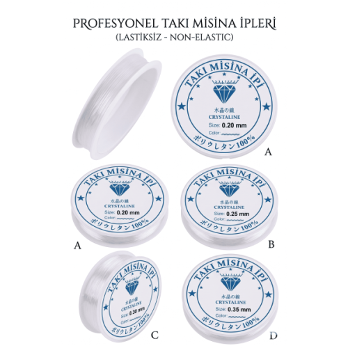 Profesyonel Takı Misinası - Kristal Şeffaf (Lastiksiz) - Seçenekli Kalınlık