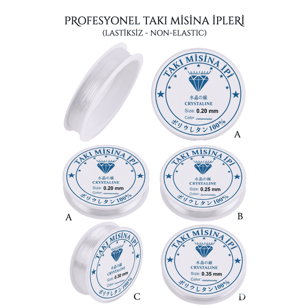Profesyonel Takı Misinası - Kristal Şeffaf (Lastiksiz) - Seçenekli Kalınlık