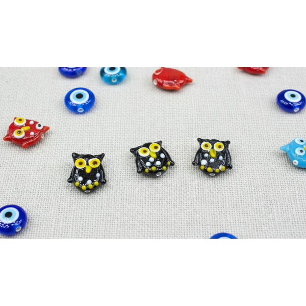 Cam Murano Boncuk Baykuş Model – 15 mm Tekli Satış