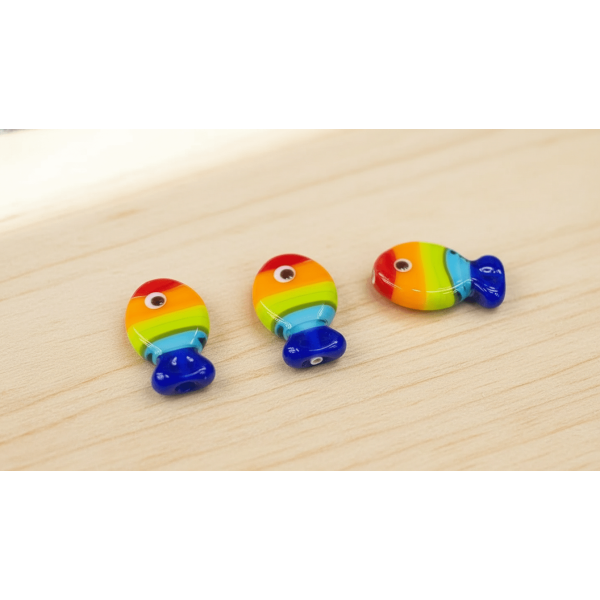 Murano Cam Boncuk Karışık Renk Balık Model – 15 mm Tekli