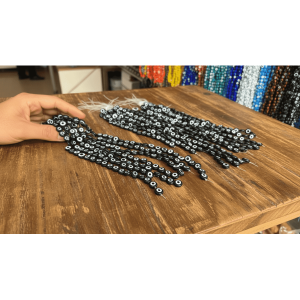 Yassı Cam Nazar Boncuk 10 mm | Doğal ve Şık Takı Malzemesi
