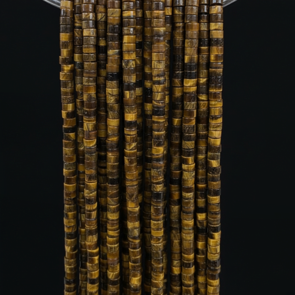 2x4 mm Rondela Kesim Kaplan Gözü Doğal Taş Dizi – 38 cm (140-145 Adet)