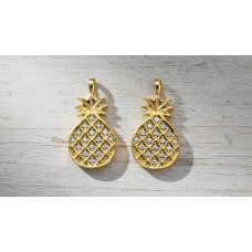 Altın Kaplama Taşlı Ananas Sallantı Takı Malzemesi – 25x13 mm