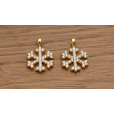 Altın Kaplama Taşlı Kar Tanesi Sallantı Takı Malzemesi – 14 mm