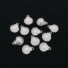 Gümüş Kaplama İnci Detaylı Mineli Deniz Kabuğu Sallantı Aparatı