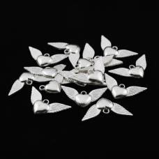 Gümüş Kaplama Kanatlı Kalp Model Metal Takı Sallantı Aparatı