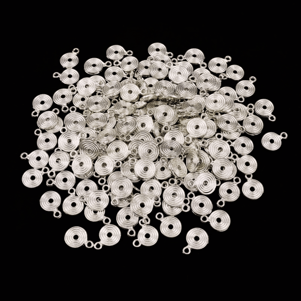 Gümüş Kaplama Spiral Sarmal Form Metal Takı Sallantı Aparatı (Tek Halkalı)
