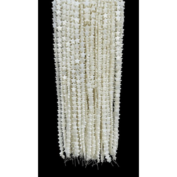 Sedef Doğal Taş 8 mm Yıldız Dizi – 38 cm Takı Yapımı İçin