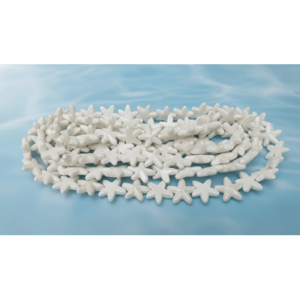 Beyaz Yıldız Model Seramik Boncuk Dizi – 25’li Paket | SERRAADA