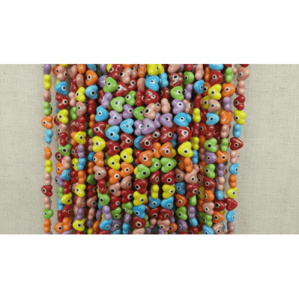 Karışık Renk Kalp Model Seramik Boncuk Dizi – 20’li Paket | SERRAADA