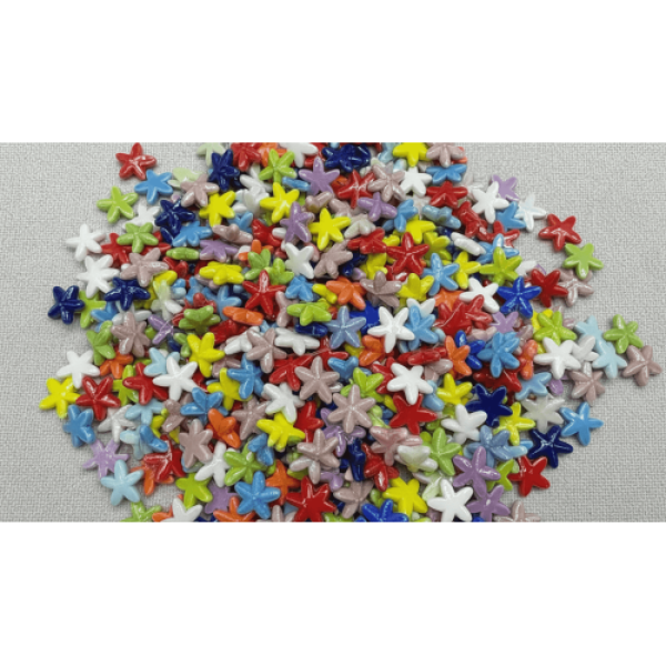 Karışık Renk Yıldız Model Seramik Boncuk Dizi – 25’li Paket | SERRAADA
