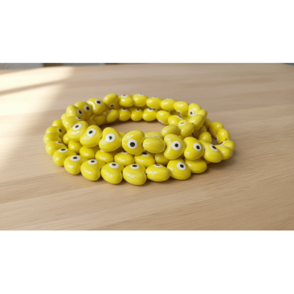 Sarı Kalp Model Seramik Boncuk Dizi – 20’li Paket | SERRAADA