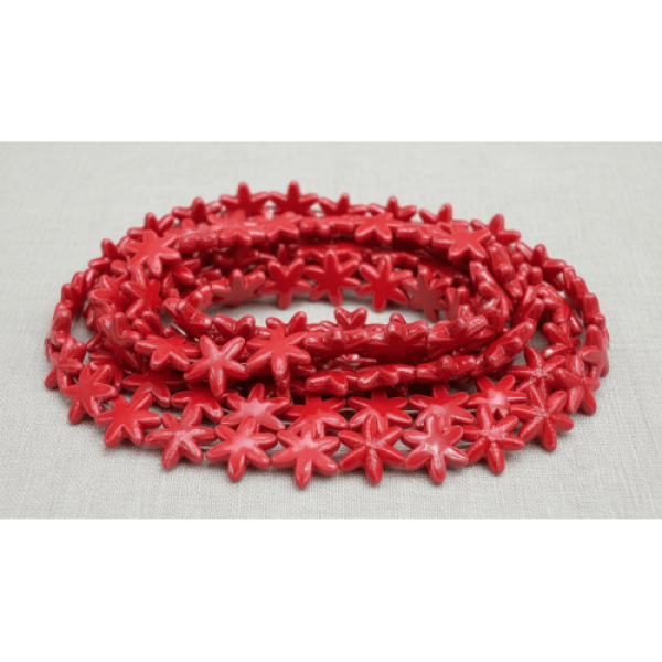 Kırmızı Yıldız Model Seramik Boncuk Dizi – 25’li Paket | SERRAADA