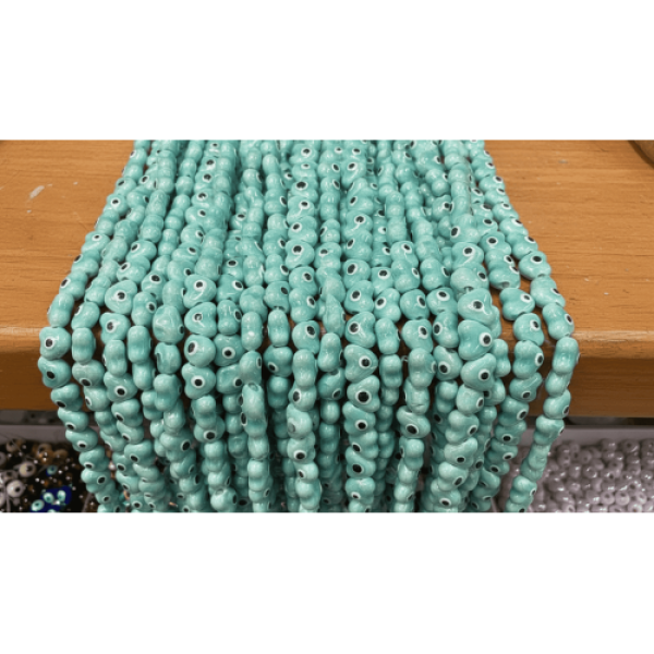 Su Yeşili Kalp Model Seramik Boncuk Dizi – 20’li Paket | SERRAADA