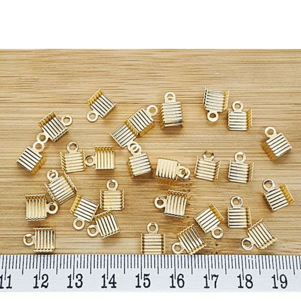 “Desenli Köşeli Sıkma Aperesi 6 mm Altın Kaplama | Takı Malzemesi Çift Satış (2 Adet)