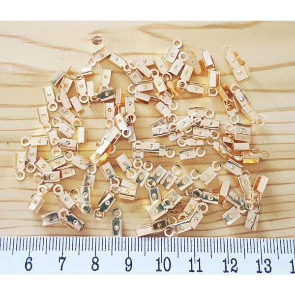 Köşeli Sıkma Aperesi 3 mm Altın Kaplama – Takı Yapım Malzemesi (1 Çift)