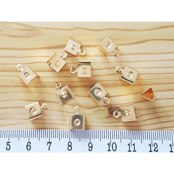 Köşeli Sıkma Aperesi 7-8 mm Altın Kaplama – Takı Yapım Malzemesi (1 Çift)