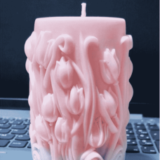 Soya wax el yapımı Lale desenli mum