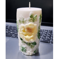 Soya wax el yapımı gül desenli mum